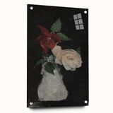 Dark Moody Wall Art - Minimalist Floral Vase for Elegant Home Decor
