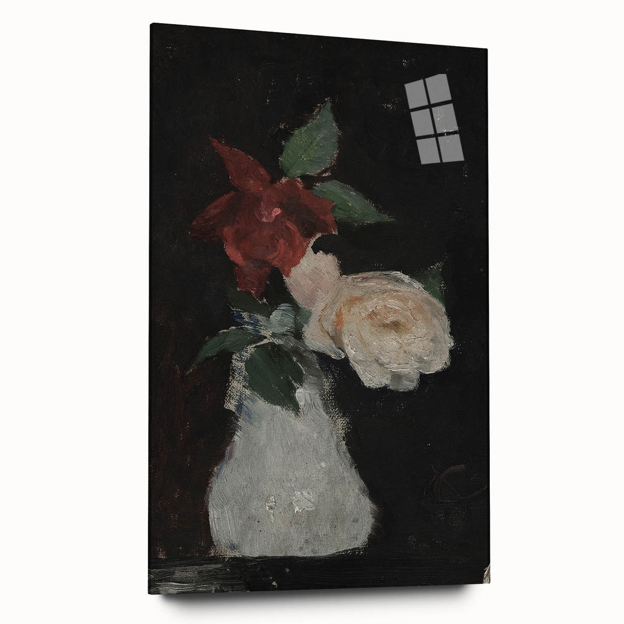 Dark Moody Wall Art - Minimalist Floral Vase for Elegant Home Decor
