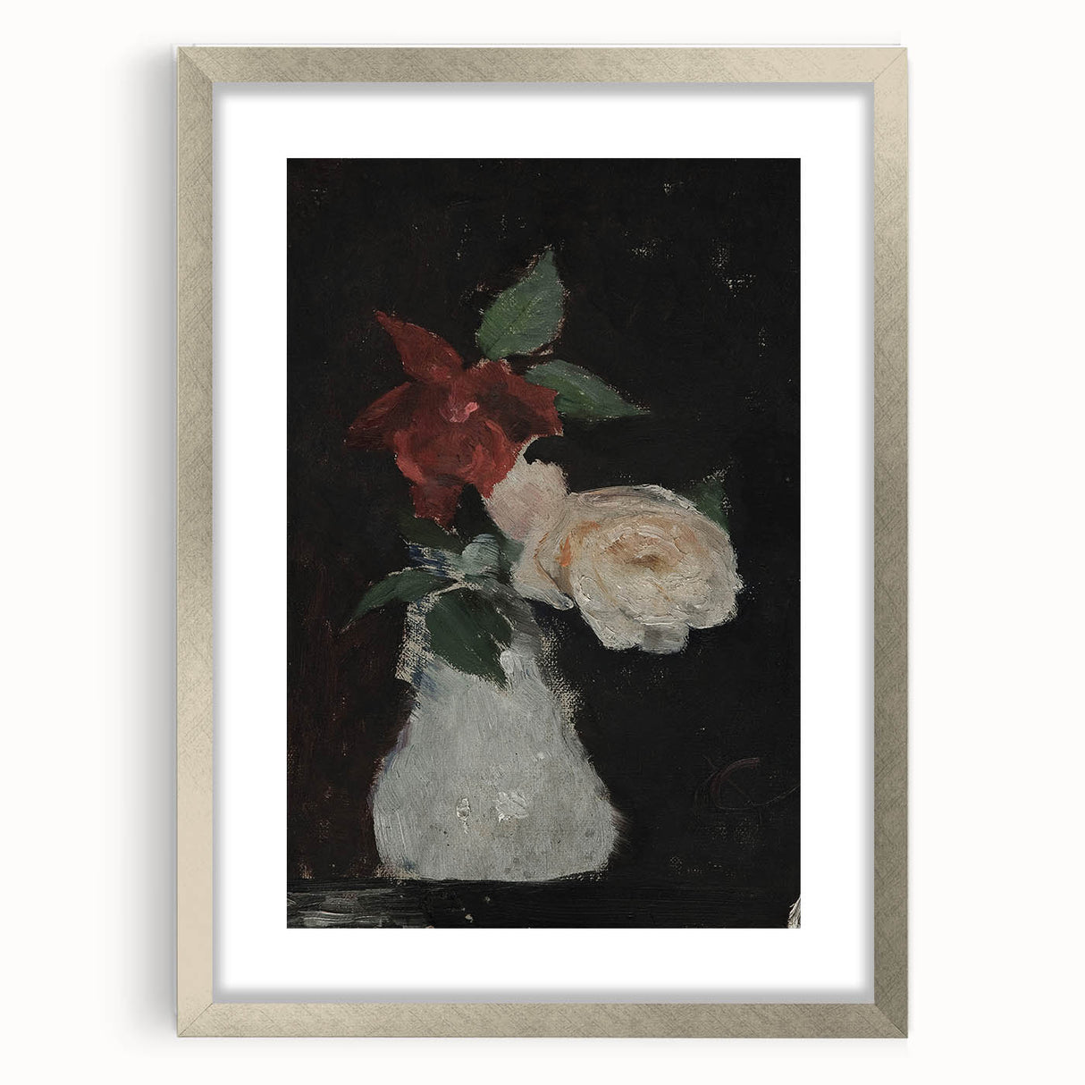 Dark Moody Wall Art - Minimalist Floral Vase for Elegant Home Decor