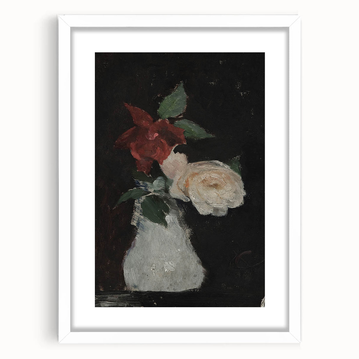 Dark Moody Wall Art - Minimalist Floral Vase for Elegant Home Decor