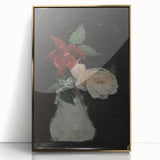 Dark Moody Wall Art - Minimalist Floral Vase for Elegant Home Decor