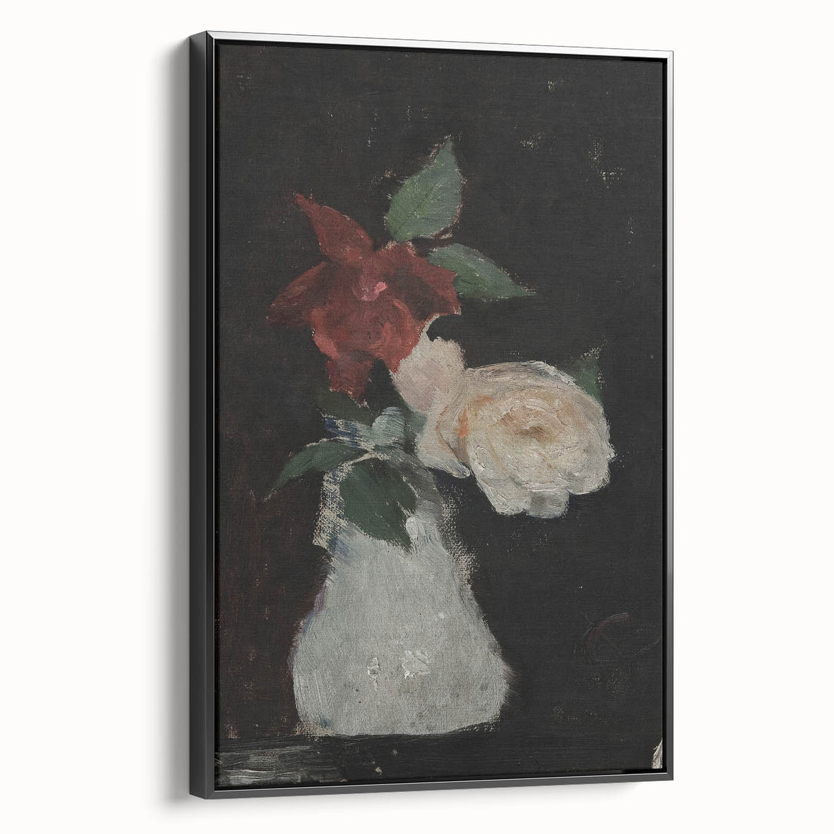 Dark Moody Wall Art - Minimalist Floral Vase for Elegant Home Decor