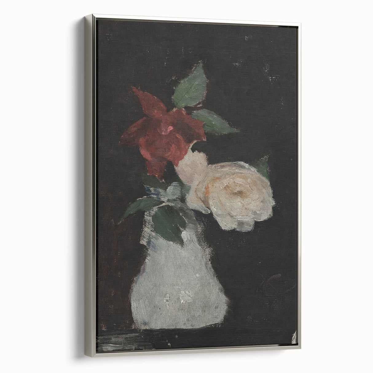 Dark Moody Wall Art - Minimalist Floral Vase for Elegant Home Decor