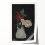 Dark Moody Wall Art - Minimalist Floral Vase for Elegant Home Decor