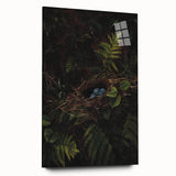 Dark Moody Wall Art - Nest with Blue Eggs for Natural Interior Decor