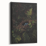 Dark Moody Wall Art - Nest with Blue Eggs for Natural Interior Decor