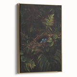 Dark Moody Wall Art - Nest with Blue Eggs for Natural Interior Decor