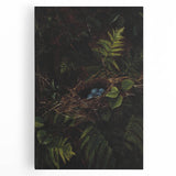 Dark Moody Wall Art - Nest with Blue Eggs for Natural Interior Decor