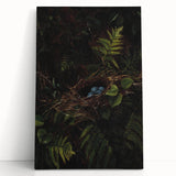 Dark Moody Wall Art - Nest with Blue Eggs for Natural Interior Decor
