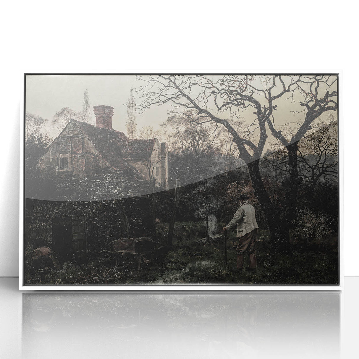 Timeless Rural Cottage Scene - Dark Moody Art for Interior Elegance