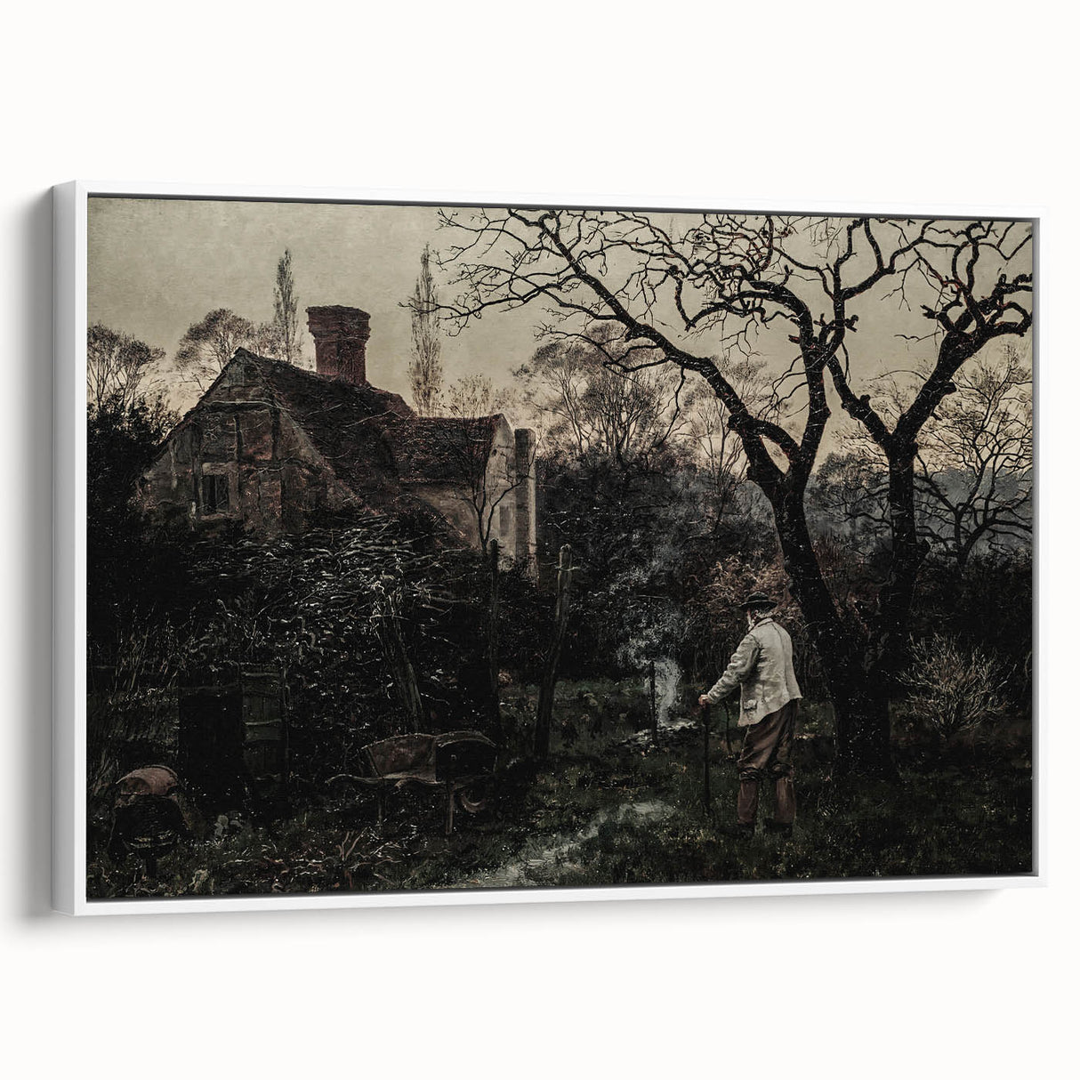 Timeless Rural Cottage Scene - Dark Moody Art for Interior Elegance