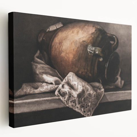 Moody Still Life Vase Art - Dark Timeless Decor for Elegant Interiors
