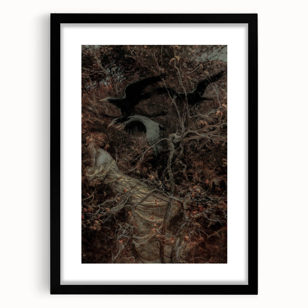 Dark Moody Wall Art - Haunting Crow Scene for Dramatic Interiors