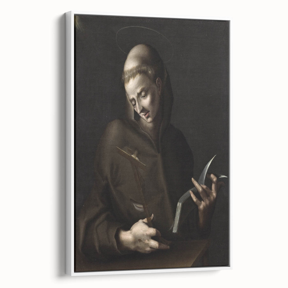 Dark Moody Wall Art - Timeless Religious Portrait for Dramatic Spaces