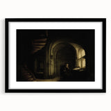 Dark Moody Scholar Scene - Atmospheric Study Room Wall Art Decor