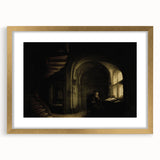 Dark Moody Scholar Scene - Atmospheric Study Room Wall Art Decor