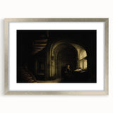 Dark Moody Scholar Scene - Atmospheric Study Room Wall Art Decor