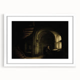 Dark Moody Scholar Scene - Atmospheric Study Room Wall Art Decor