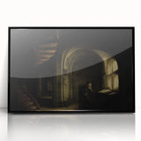 Dark Moody Scholar Scene - Atmospheric Study Room Wall Art Decor