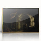 Dark Moody Scholar Scene - Atmospheric Study Room Wall Art Decor
