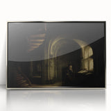 Dark Moody Scholar Scene - Atmospheric Study Room Wall Art Decor