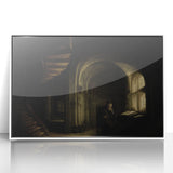 Dark Moody Scholar Scene - Atmospheric Study Room Wall Art Decor