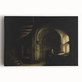 Dark Moody Scholar Scene - Atmospheric Study Room Wall Art Decor