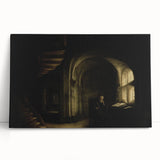 Dark Moody Scholar Scene - Atmospheric Study Room Wall Art Decor