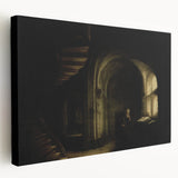 Dark Moody Scholar Scene - Atmospheric Study Room Wall Art Decor