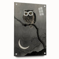 Dark Moody Wall Art - Night Owl and Crescent Moon for Dramatic Spaces