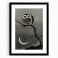 Dark Moody Wall Art - Night Owl and Crescent Moon for Dramatic Spaces