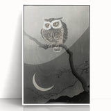 Dark Moody Wall Art - Night Owl and Crescent Moon for Dramatic Spaces