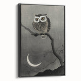 Dark Moody Wall Art - Night Owl and Crescent Moon for Dramatic Spaces