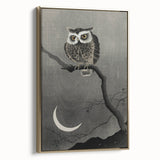 Dark Moody Wall Art - Night Owl and Crescent Moon for Dramatic Spaces
