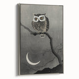 Dark Moody Wall Art - Night Owl and Crescent Moon for Dramatic Spaces
