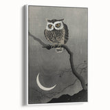 Dark Moody Wall Art - Night Owl and Crescent Moon for Dramatic Spaces