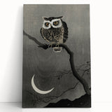 Dark Moody Wall Art - Night Owl and Crescent Moon for Dramatic Spaces