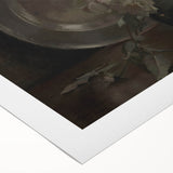 Dark Moody Still Life Floral Art - Timeless Vase and Plate Decor