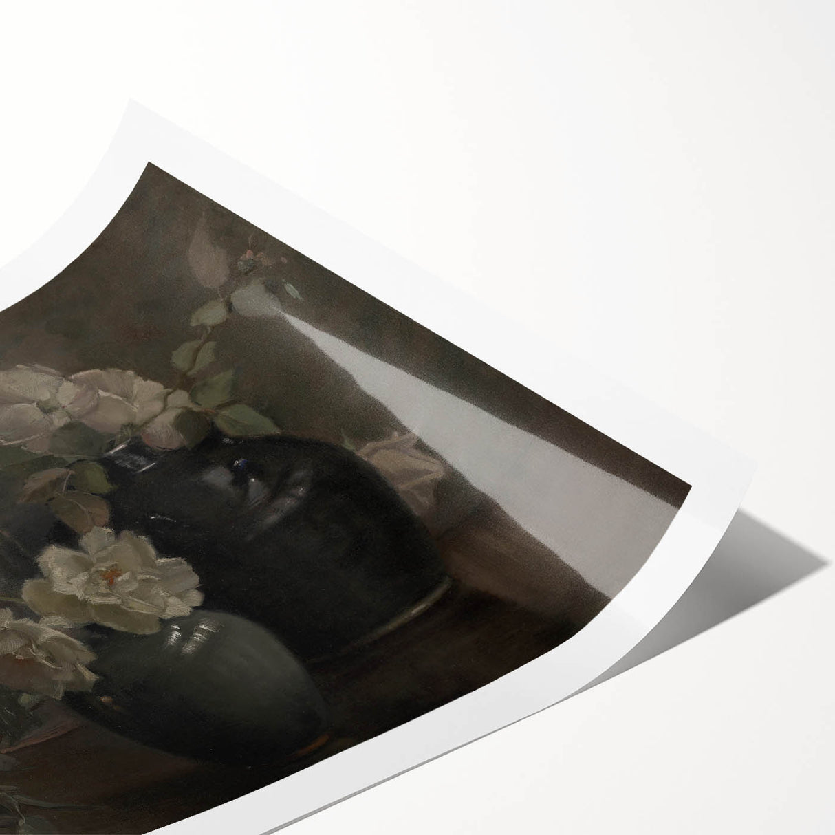 Dark Moody Still Life Floral Art - Timeless Vase and Plate Decor