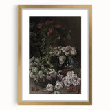 Dark Moody Wall Art - Lush Floral Composition for Elegant Interiors