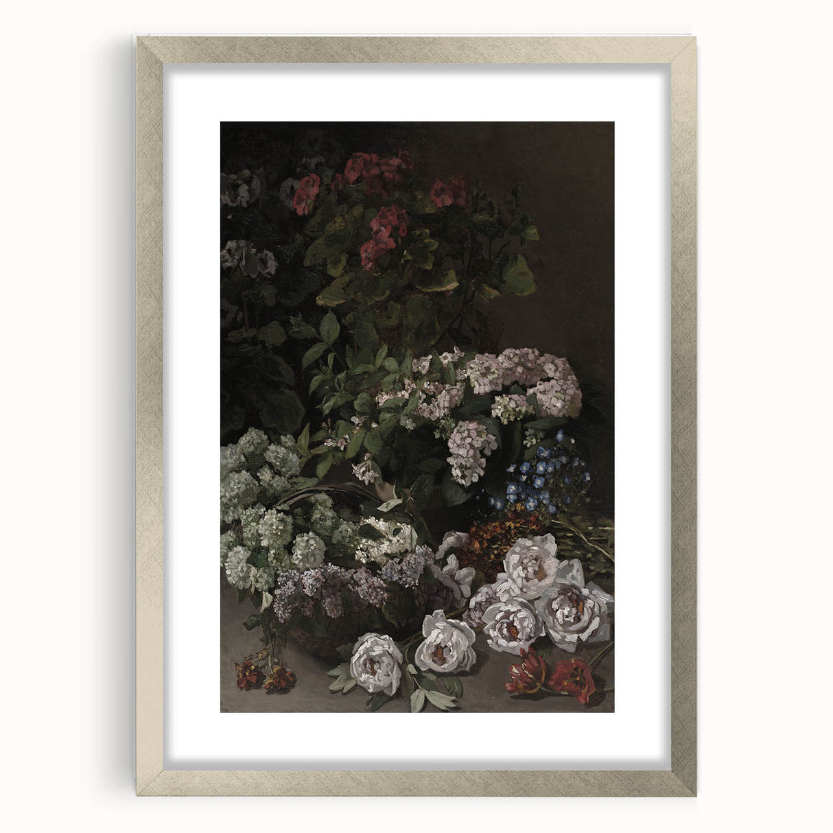 Dark Moody Wall Art - Lush Floral Composition for Elegant Interiors