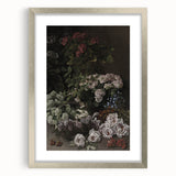 Dark Moody Wall Art - Lush Floral Composition for Elegant Interiors
