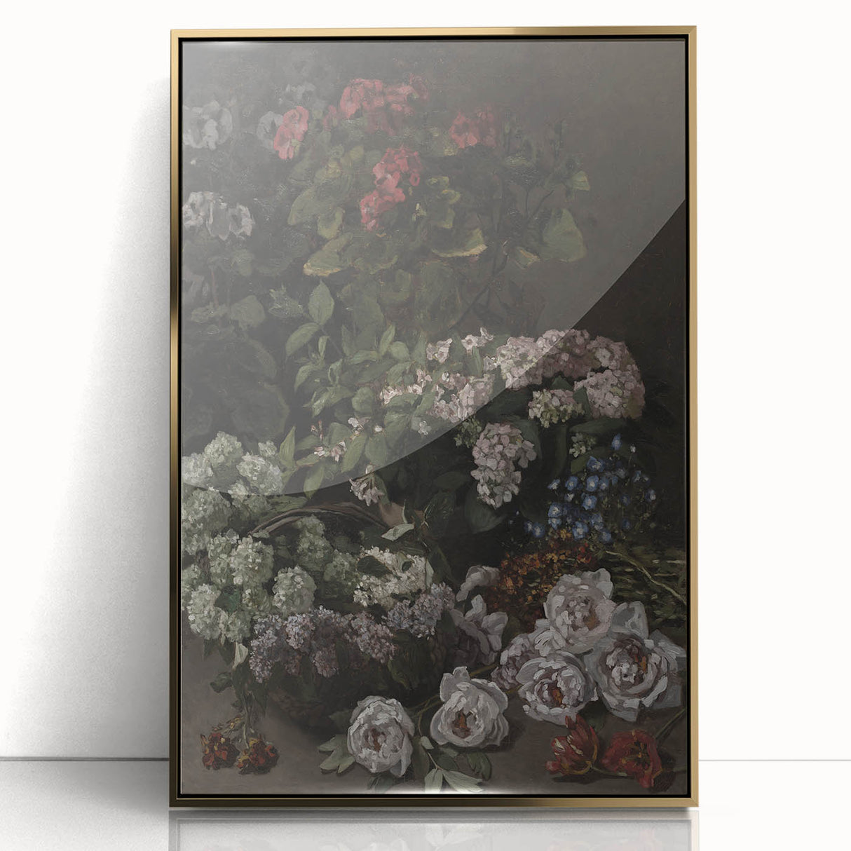 Dark Moody Wall Art - Lush Floral Composition for Elegant Interiors
