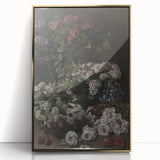 Dark Moody Wall Art - Lush Floral Composition for Elegant Interiors