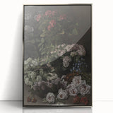 Dark Moody Wall Art - Lush Floral Composition for Elegant Interiors