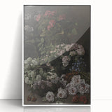 Dark Moody Wall Art - Lush Floral Composition for Elegant Interiors