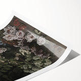 Dark Moody Wall Art - Lush Floral Composition for Elegant Interiors
