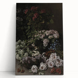 Dark Moody Wall Art - Lush Floral Composition for Elegant Interiors