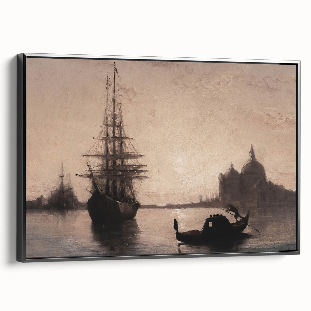 Venetian Harbor at Dusk - Dark Moody Maritime Wall Art Decor