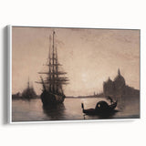 Venetian Harbor at Dusk - Dark Moody Maritime Wall Art Decor